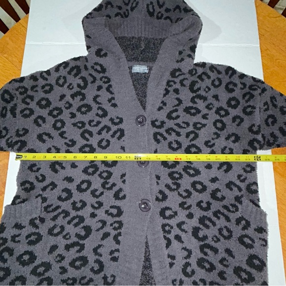 Sweet Lovely by Jenn, Chunky Leopard Knit Button Down Hooded Cardigan, S/M - Picture 7 of 11